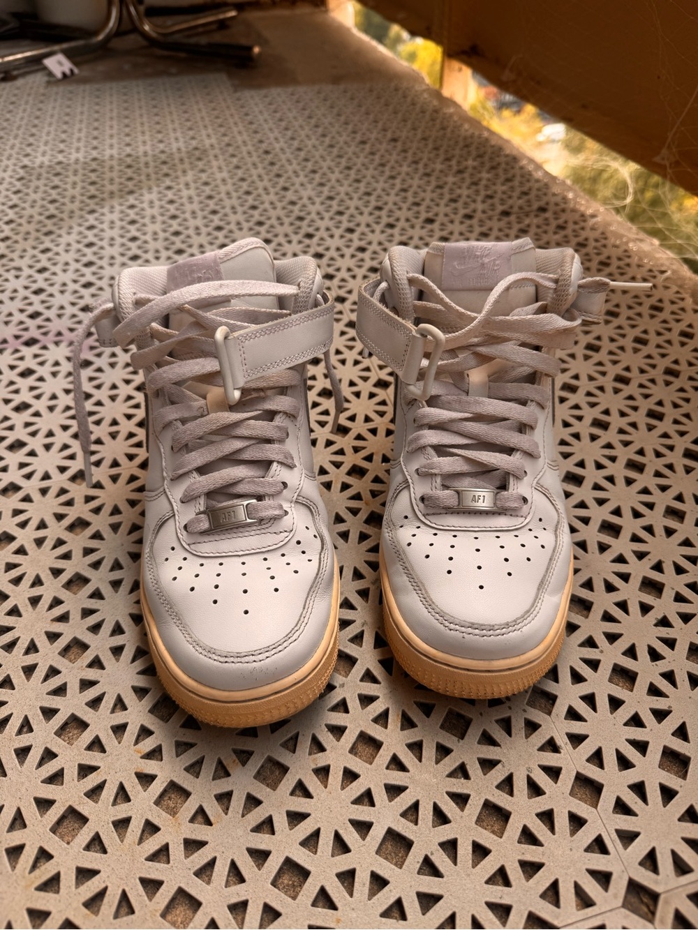 Kids White High-Top Sneakers with Gum Sole